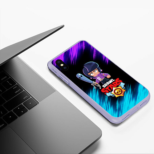 Чехол iPhone XS Max матовый BRAWL STARS BIBI / 3D-Светло-сиреневый – фото 3