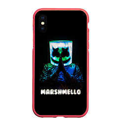 Чехол iPhone XS Max матовый Marshmello, цвет: 3D-красный