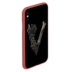 Чехол iPhone XS Max матовый Vikings bones logo, цвет: 3D-красный — фото 2
