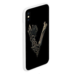 Чехол iPhone XS Max матовый Vikings bones logo, цвет: 3D-белый — фото 2