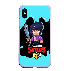 Чехол iPhone XS Max матовый BRAWL STARS BIBI, цвет: 3D-светло-сиреневый