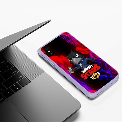 Чехол iPhone XS Max матовый Brawl Stars CROW / 3D-Светло-сиреневый – фото 3