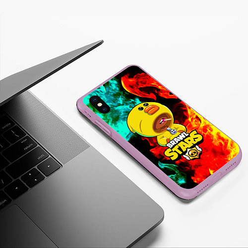 Чехол iPhone XS Max матовый Brawl Stars SALLY LEON / 3D-Сиреневый – фото 3