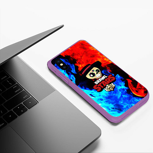 Чехол iPhone XS Max матовый Brawl Stars Poko / 3D-Фиолетовый – фото 3