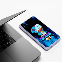 Чехол iPhone XS Max матовый BRAWL STARS LEON SHARK, цвет: 3D-светло-сиреневый — фото 2