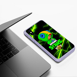 Чехол iPhone XS Max матовый BRAWL STARS LEON, цвет: 3D-светло-сиреневый — фото 2