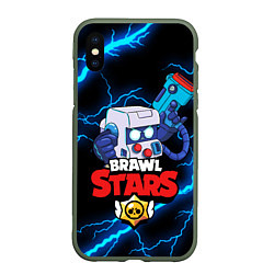 Чехол iPhone XS Max матовый BRAWL STARS 8-BIT, цвет: 3D-темно-зеленый