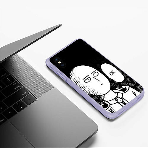 Чехол iPhone XS Max матовый ONE-PUNCH MAN / 3D-Светло-сиреневый – фото 3