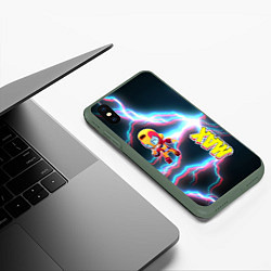 Чехол iPhone XS Max матовый Brawl Stars Мах, цвет: 3D-темно-зеленый — фото 2