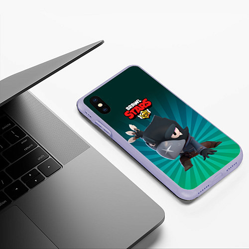 Чехол iPhone XS Max матовый Brawl Stars Crow / 3D-Светло-сиреневый – фото 3