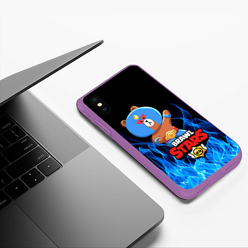 Чехол iPhone XS Max матовый BRAWL STARS EL BROWN / 3D-Фиолетовый – фото 3