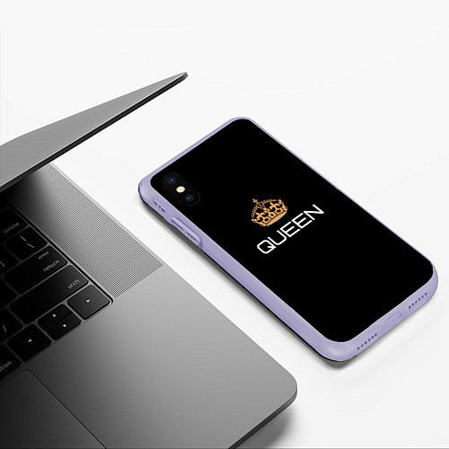 Чехол iPhone XS Max матовый Королева / 3D-Светло-сиреневый – фото 3