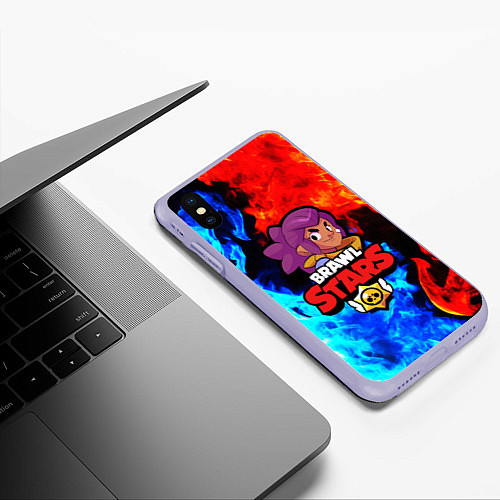 Чехол iPhone XS Max матовый BRAWL STARS SHELLY / 3D-Светло-сиреневый – фото 3