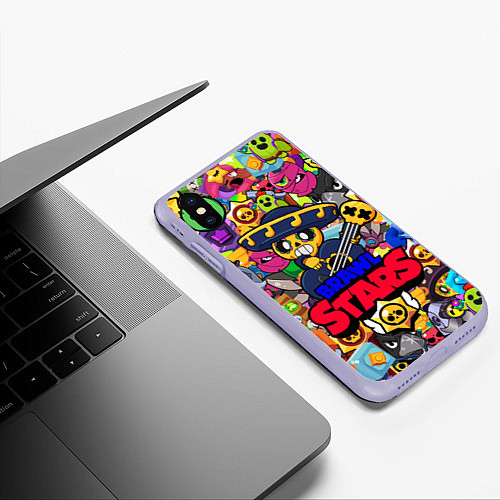 Чехол iPhone XS Max матовый BRAWL STARS POCO / 3D-Светло-сиреневый – фото 3