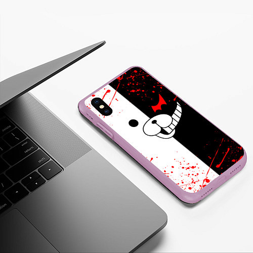 Чехол iPhone XS Max матовый MONOKUMA / 3D-Сиреневый – фото 3