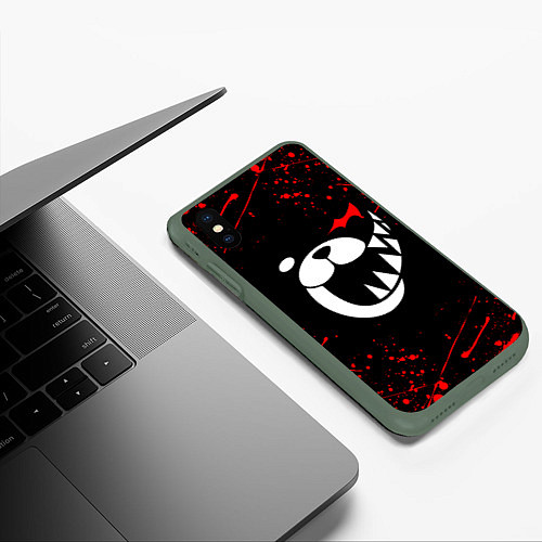 Чехол iPhone XS Max матовый MONOKUMA / 3D-Темно-зеленый – фото 3