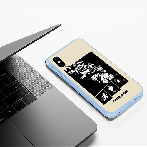 Чехол iPhone XS Max матовый Apex Legends Mirage / 3D-Голубой – фото 3