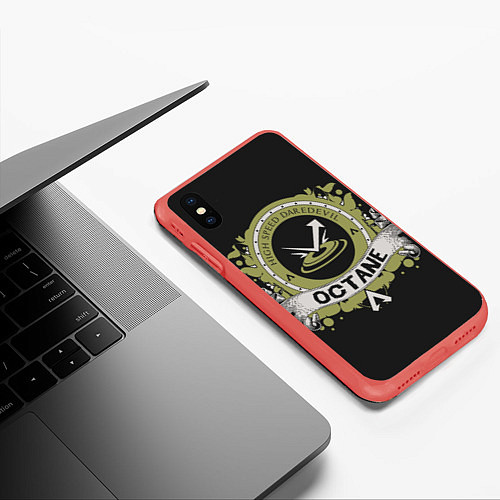Чехол iPhone XS Max матовый Apex Legends Octane / 3D-Красный – фото 3