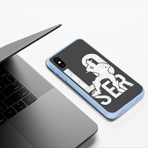 Чехол iPhone XS Max матовый Fortnite Loser / 3D-Голубой – фото 3