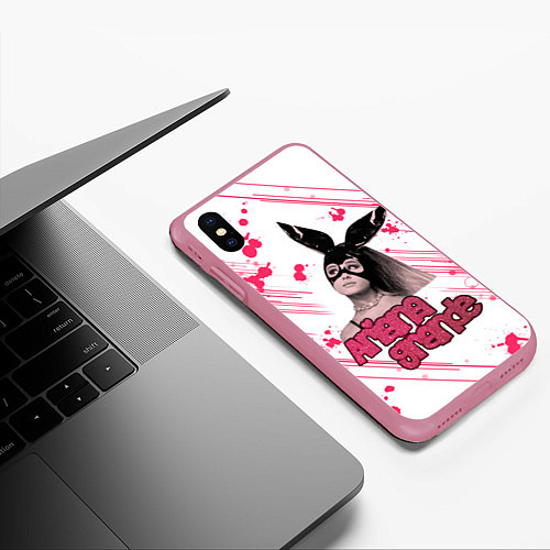 Чехол iPhone XS Max матовый ARIANA GRANDE / 3D-Малиновый – фото 3