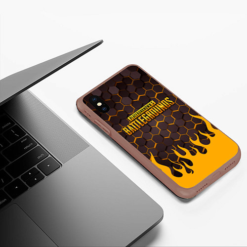 Чехол iPhone XS Max матовый PUBG, / 3D-Коричневый – фото 3