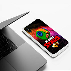 Чехол iPhone XS Max матовый Brawl Stars - Leon, цвет: 3D-белый — фото 2