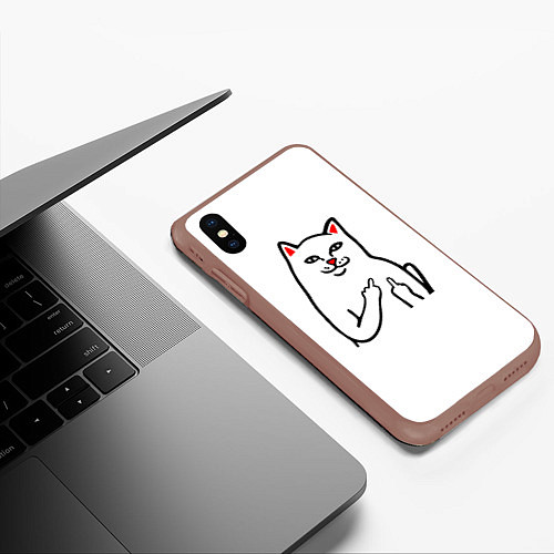 Чехол iPhone XS Max матовый Meme Cat / 3D-Коричневый – фото 3