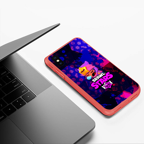 Чехол iPhone XS Max матовый BRAWL STARS:СЭНДИ / 3D-Красный – фото 3