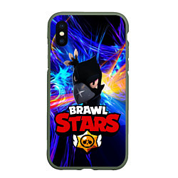 Чехол iPhone XS Max матовый Brawl Stars - Crow, цвет: 3D-темно-зеленый