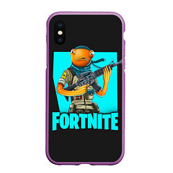 Чехол iPhone XS Max матовый Fortnite, цвет: 3D-фиолетовый