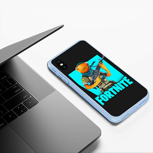 Чехол iPhone XS Max матовый Fortnite / 3D-Голубой – фото 3