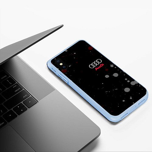 Чехол iPhone XS Max матовый AUDI / 3D-Голубой – фото 3