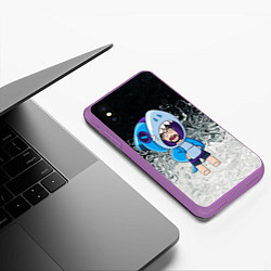 Чехол iPhone XS Max матовый Леон акула, цвет: 3D-фиолетовый — фото 2