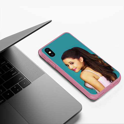 Чехол iPhone XS Max матовый Ariana Grande Ариана Гранде / 3D-Малиновый – фото 3