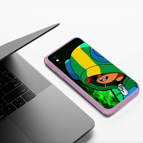 Чехол iPhone XS Max матовый Brawl Stars LEON / 3D-Сиреневый – фото 3