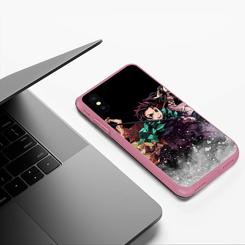 Чехол iPhone XS Max матовый KIMETSU NO YAIBA / 3D-Малиновый – фото 3