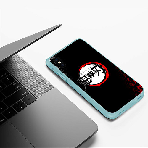 Чехол iPhone XS Max матовый KIMETSU NO YAIBA / 3D-Мятный – фото 3