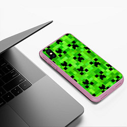 Чехол iPhone XS Max матовый MINECRAFT, цвет: 3D-розовый — фото 2