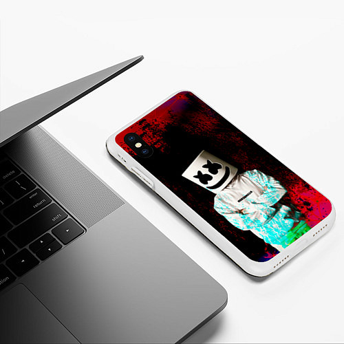 Чехол iPhone XS Max матовый Marshmello / 3D-Белый – фото 3