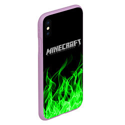 Чехол iPhone XS Max матовый MINECRAFT FIRE, цвет: 3D-сиреневый — фото 2