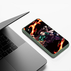 Чехол iPhone XS Max матовый KIMETSU NO YAIBA, цвет: 3D-темно-зеленый — фото 2