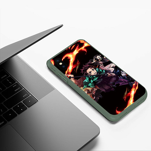 Чехол iPhone XS Max матовый KIMETSU NO YAIBA / 3D-Темно-зеленый – фото 3