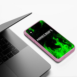 Чехол iPhone XS Max матовый MINECRAFT, цвет: 3D-розовый — фото 2