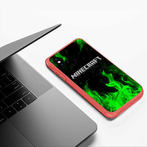 Чехол iPhone XS Max матовый MINECRAFT / 3D-Красный – фото 3
