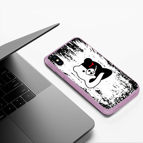 Чехол iPhone XS Max матовый MONOKUMA / 3D-Сиреневый – фото 3