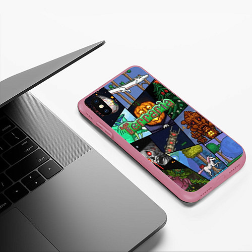 Чехол iPhone XS Max матовый Terraria / 3D-Малиновый – фото 3