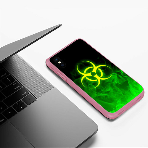 Чехол iPhone XS Max матовый BIOHAZARD / 3D-Малиновый – фото 3