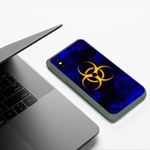 Чехол iPhone XS Max матовый BIOHAZARD / 3D-Темно-зеленый – фото 3