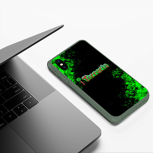 Чехол iPhone XS Max матовый Terraria / 3D-Темно-зеленый – фото 3