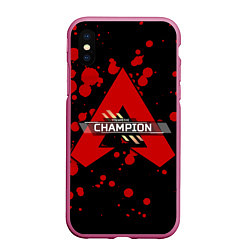 Чехол iPhone XS Max матовый Apex Legends Champion, цвет: 3D-малиновый